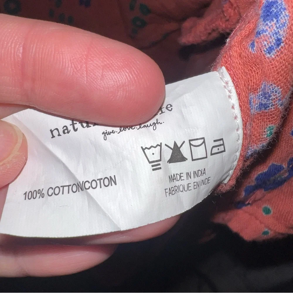 Natural Life Button Down Shirt Dress Cotton Orange with Floral Pattern Small - Picture 8 of 8